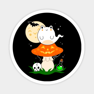 Ghost Frog on Jack'o'lantern Toadstool Magnet